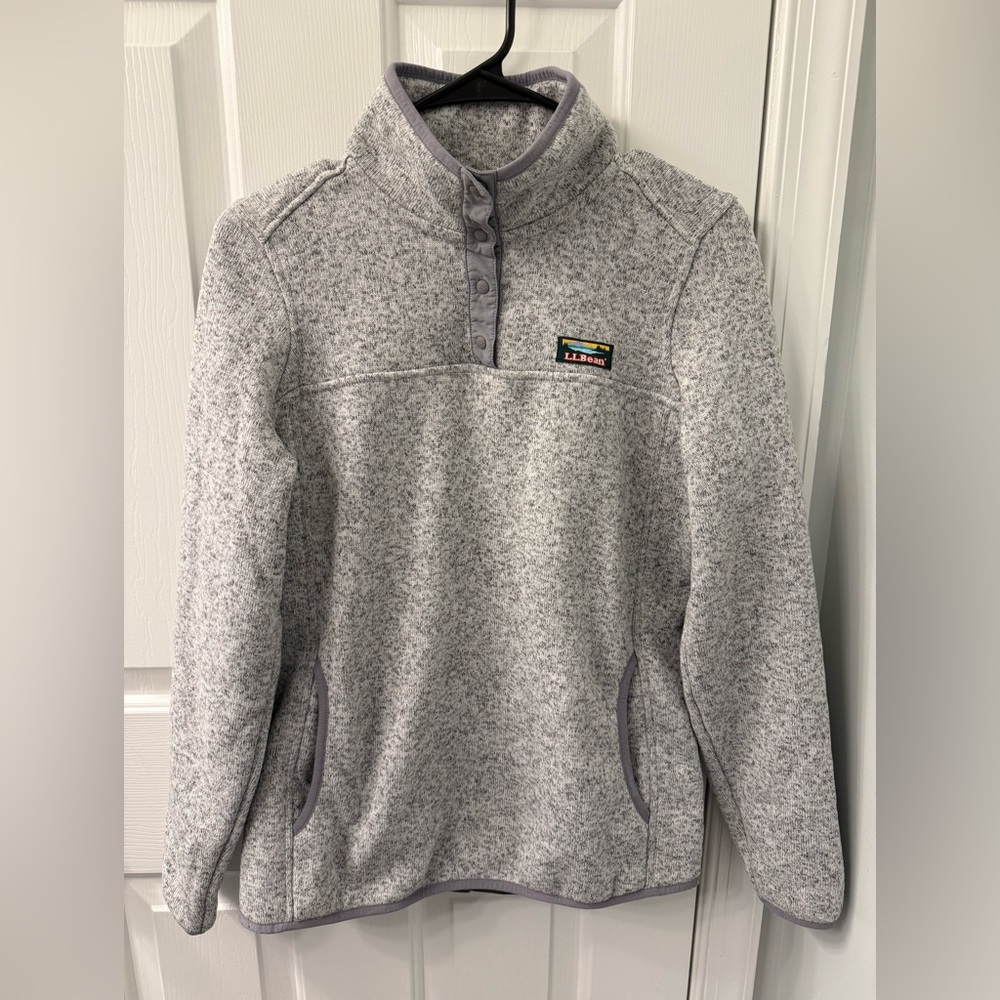 LL Bean pullover quarter button Heather gray pullover